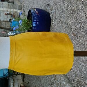 Mustard Yellow Leather Mini Pencil Skirt Size Small